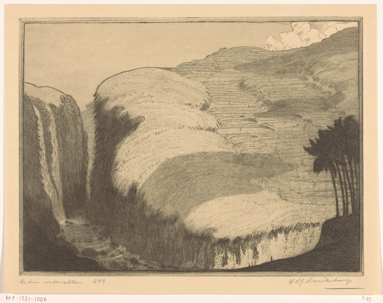 To fossefall i Gianyar på Bali De to fossene (original tittel) av Wijnand Otto Jan Nieuwenkamp (signed by artist)