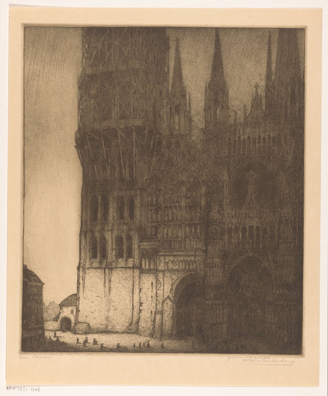 Fasade til Vår Frue-katedralen i Rouen Rouen (original tittel) av Wijnand Otto Jan Nieuwenkamp (signed by artist)