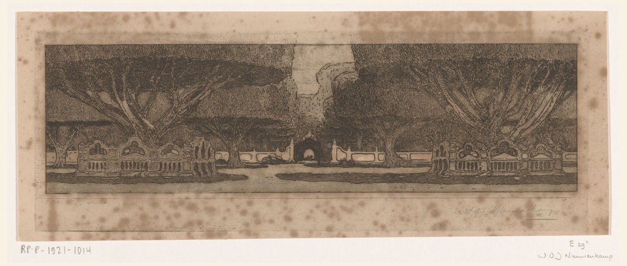 Waringin-trær i hagen til sultanens palass i Jogyakarta I palasset til sultanen (original tittel) av Wijnand Otto Jan Nieuwenkamp (signed by artist)