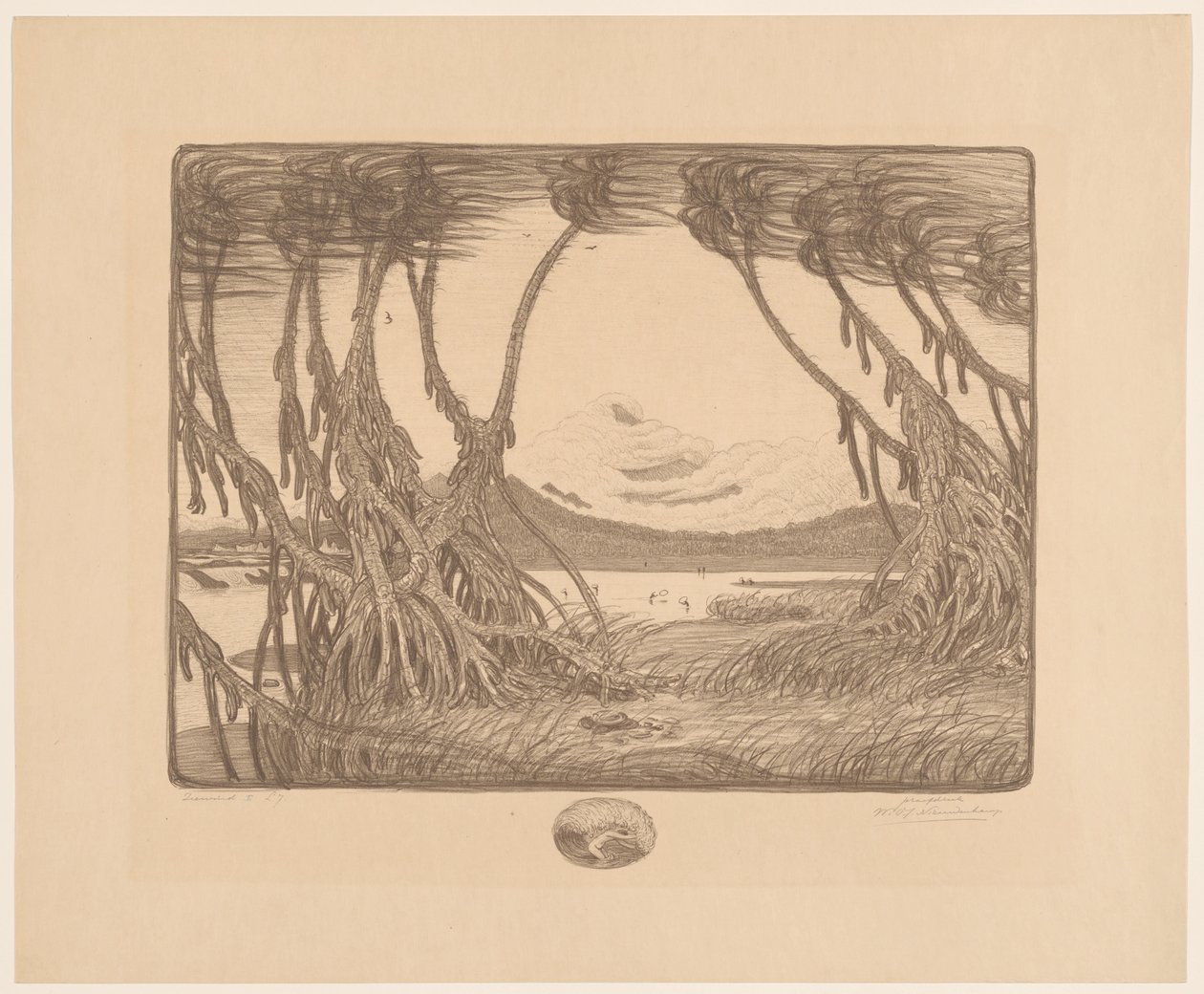 Havbris, sørkysten av Java Sea Wind I (original tittel på objekt) av Wijnand Otto Jan Nieuwenkamp (signed by artist)