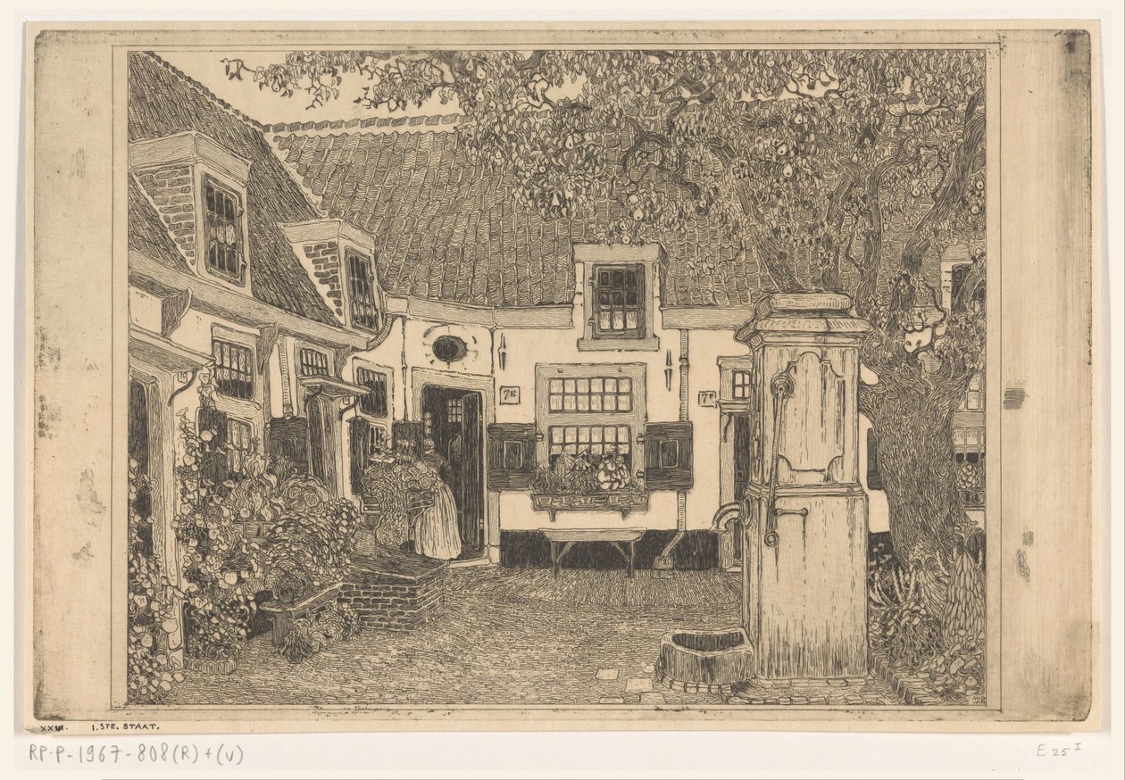 Hofje van Loo i Haarlem Den fredelige gårdsplassen (originaltittel) av Wijnand Otto Jan Nieuwenkamp