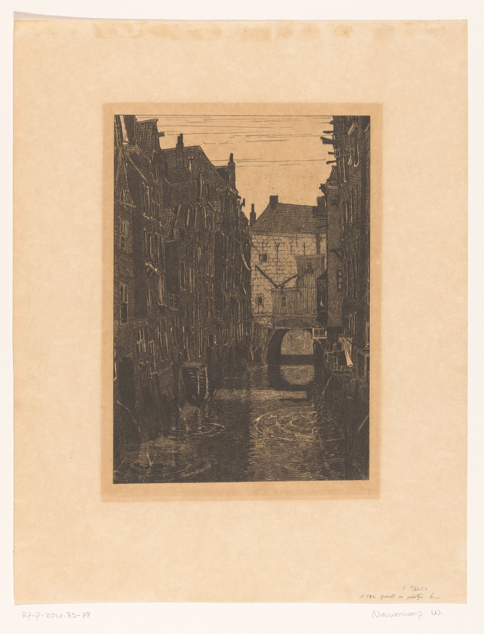 Hus ved Voorstraatshaven i Dordrecht Kanal i Dordrecht (original tittel) Dordrecht, seks etsninger av W.O.J. Nieuwenkamp og J.M. Degrees of Roggen (original serietittel) av Wijnand Otto Jan Nieuwenkamp