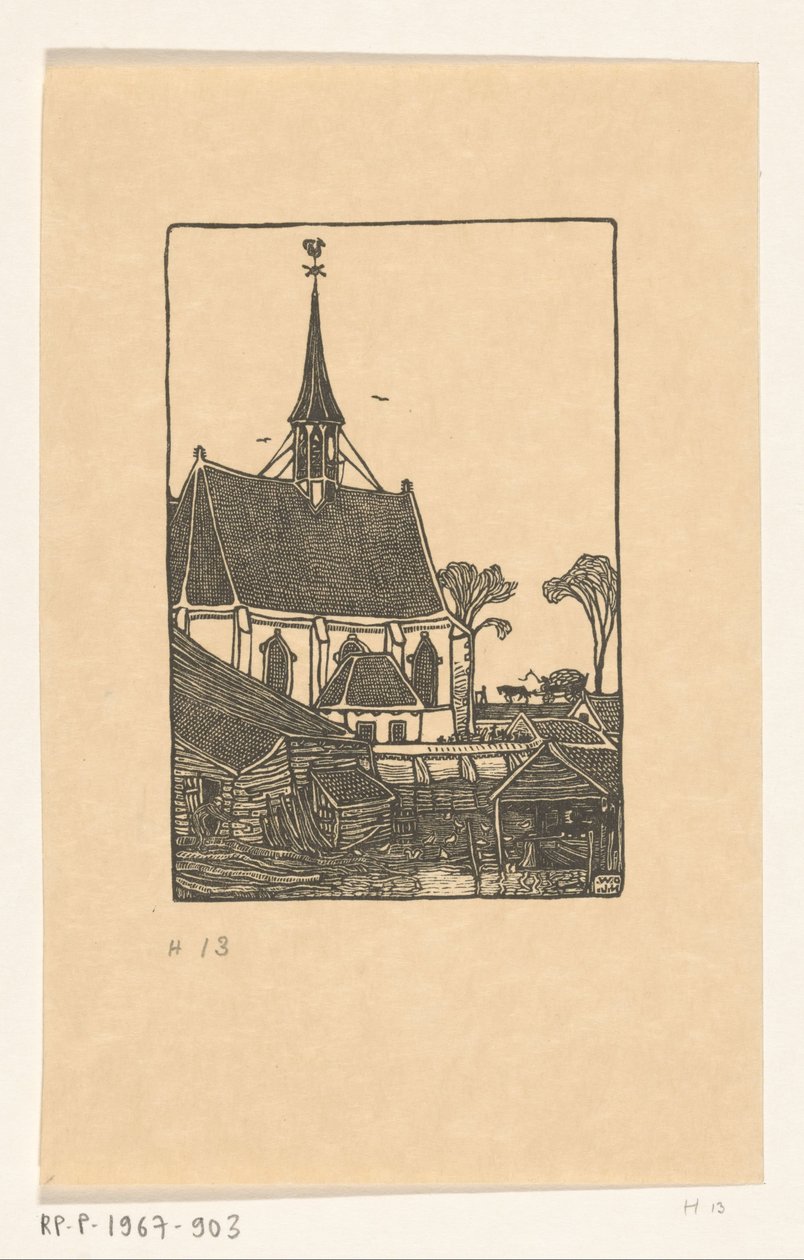 Kirke med kirkegård i Spaarndam Spaarndam, kirken (original tittel) av Wijnand Otto Jan Nieuwenkamp