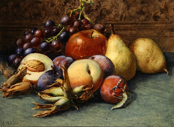 Still Life of Fruit (akvarell på papir) av Wilberforce Haddon