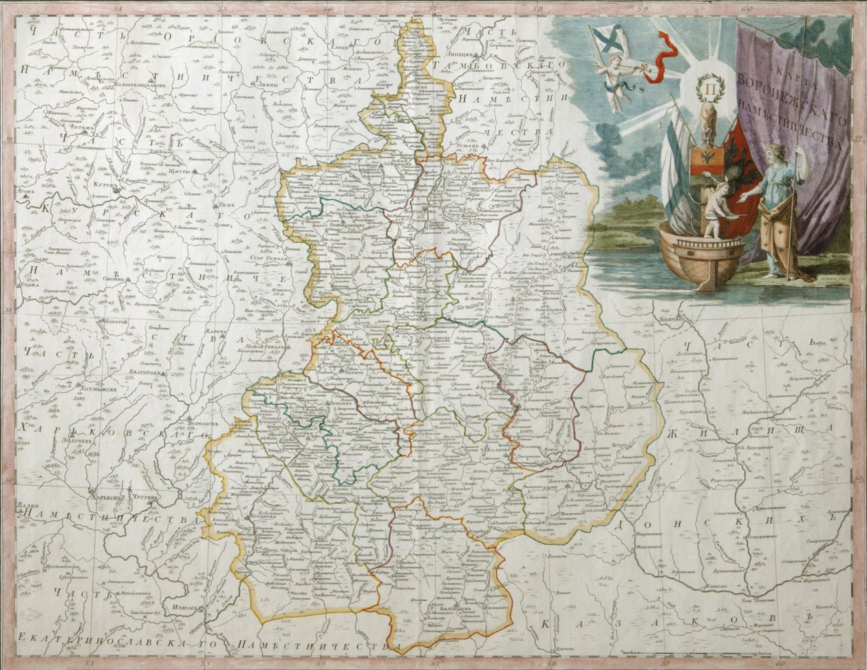 Kart over Voronezh Governorate, 1792 av Wilbrecht