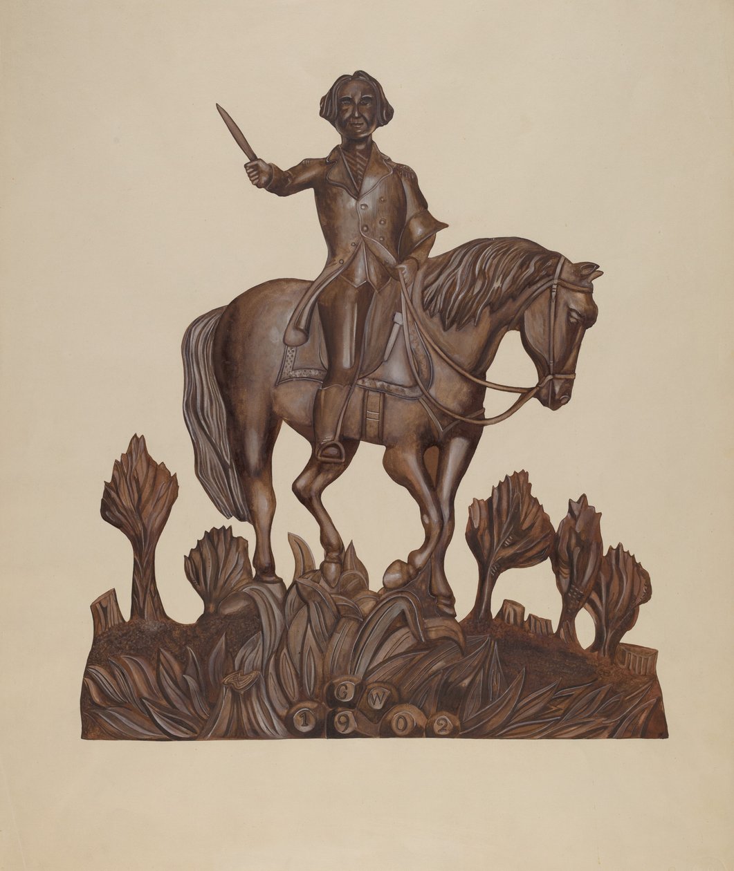 George Washington til hest, ca. 1938. av Wilbur M Rice