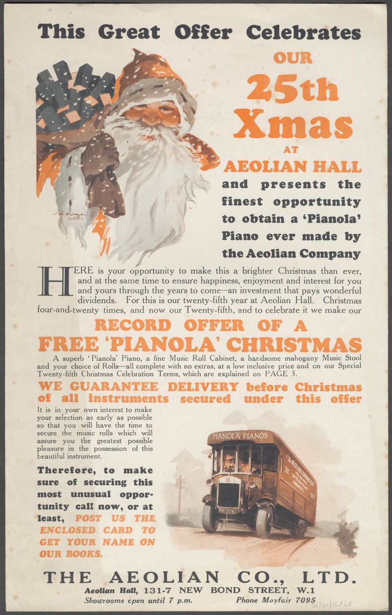 Aeolian Company Pianolas, 1920-tallet av Wilfred Fryer