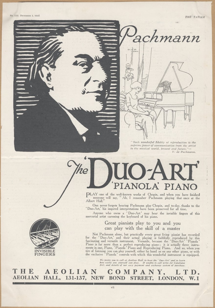 Aeolian Company Pianolas, 1924 av Wilfred Fryer