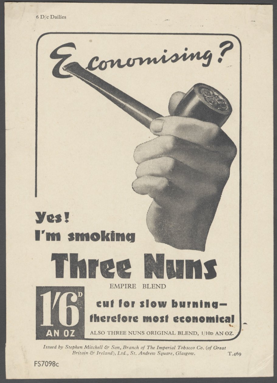 Three Nons Pipe Tobacco, ca. 1930-tallet av Wilfred Fryer