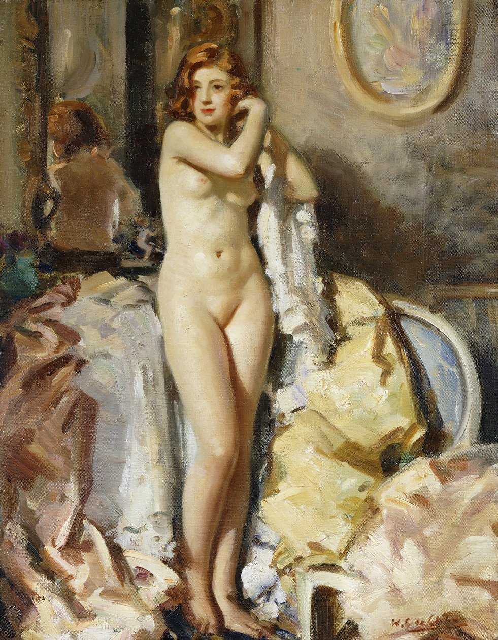 Står foran speilet, rødt hode av Wilfred Gabriel de Glehn