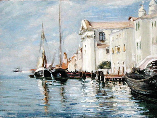 The Waterfront, Giudecca, Venezia (olje på lerret) av Wilfred Gabriel de Glehn