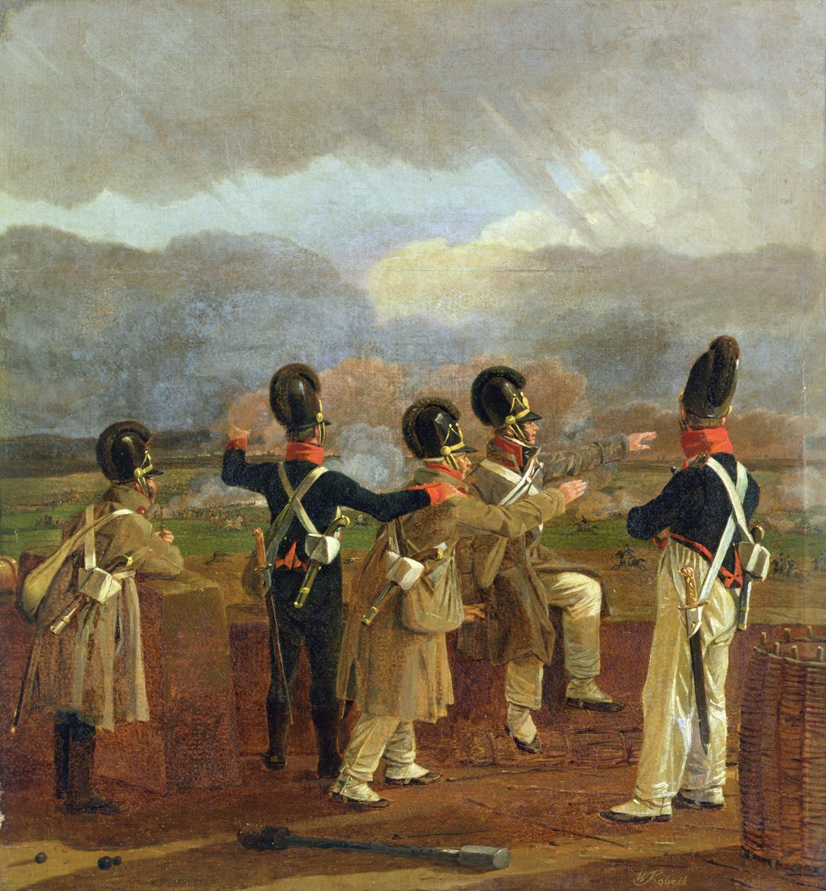 Soldater på vollene, ca. 1809 av Wilhelm Alexander Kobell