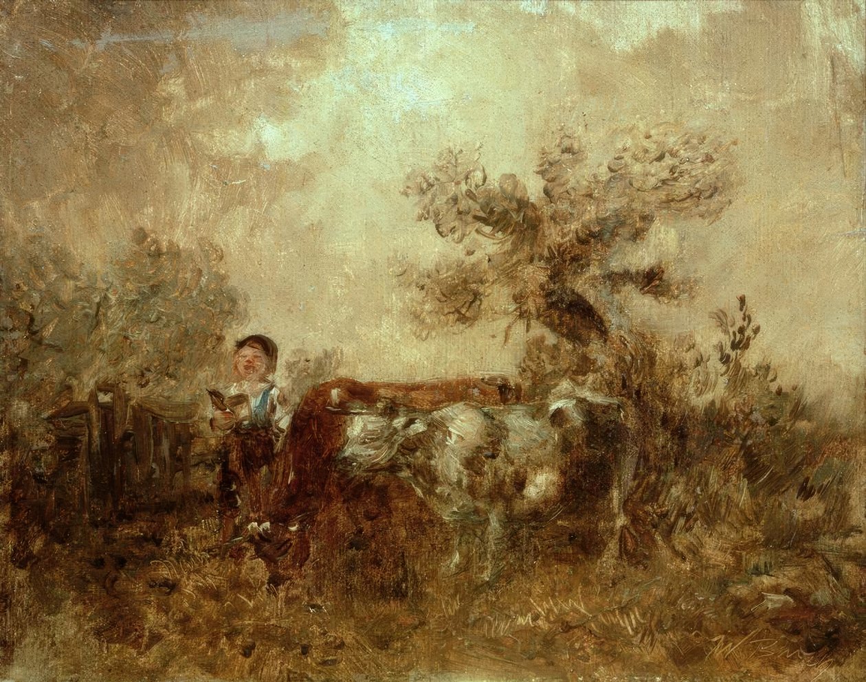 Syngende gutt med kuer av Wilhelm Busch