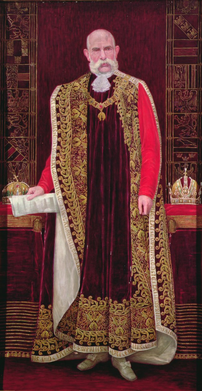 Keiser Franz Joseph I av Østerrike (1830-1916) iført de offisielle klærne til Ordenen av det gylne skinn, ca. 1910 av Wilhelm List