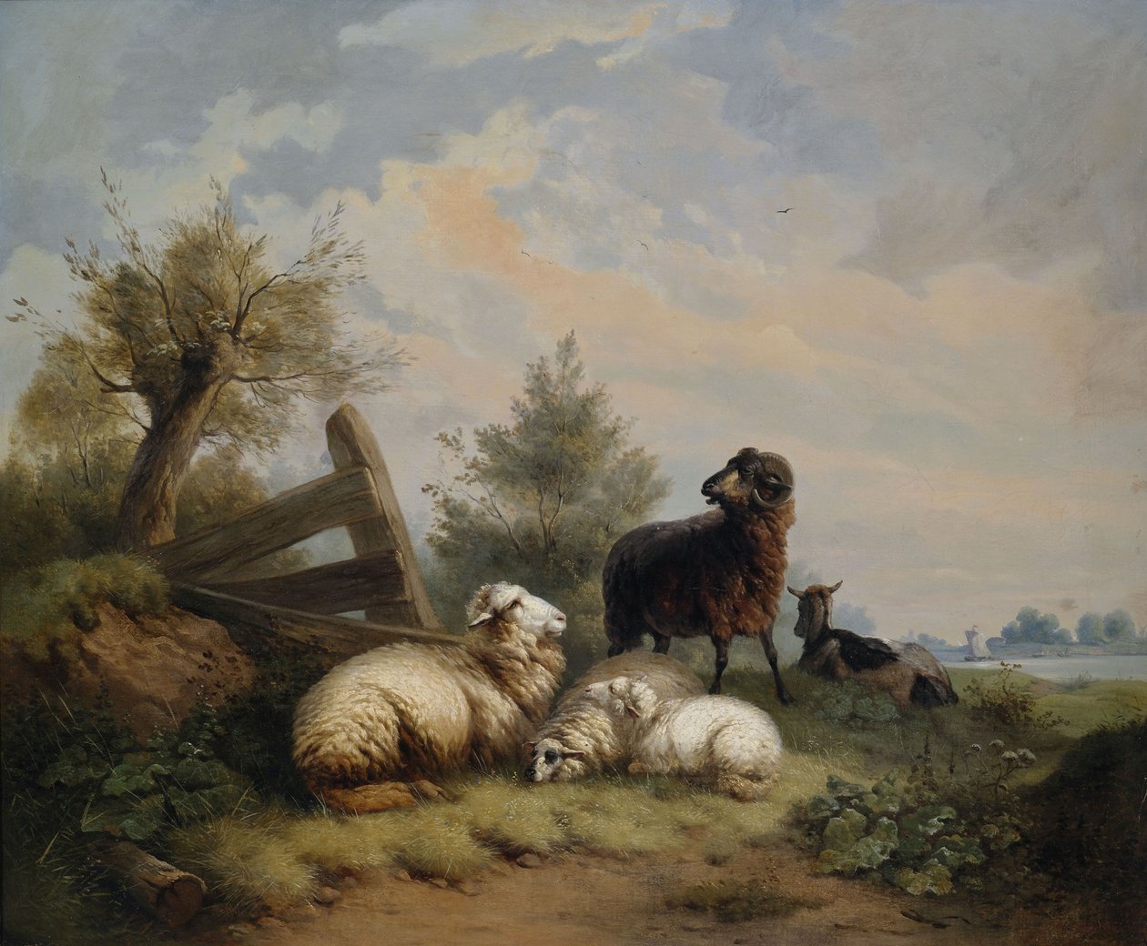 Sau, vær og geit ved porten av Wilhelm Melchior