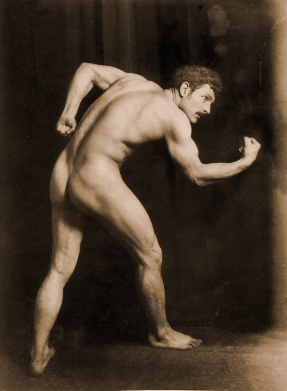 Studie av en naken mann, ca. 1900 (sepiafoto) av Baron Wilhelm von Gloeden