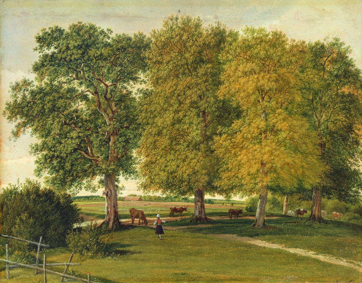 Herder with Cattle under Autumnal Trees, ca. 1821 (olje på papir lagt på papp) av Wilhelm Alexander Kobell