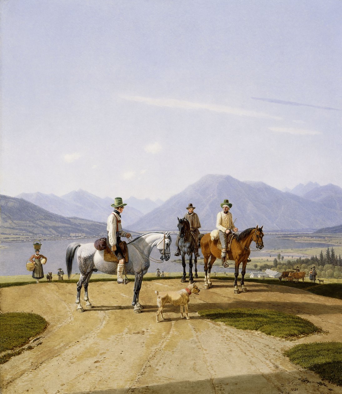 Ryttere ved Tegernsee, 1838 av Wilhelm Alexander Kobell