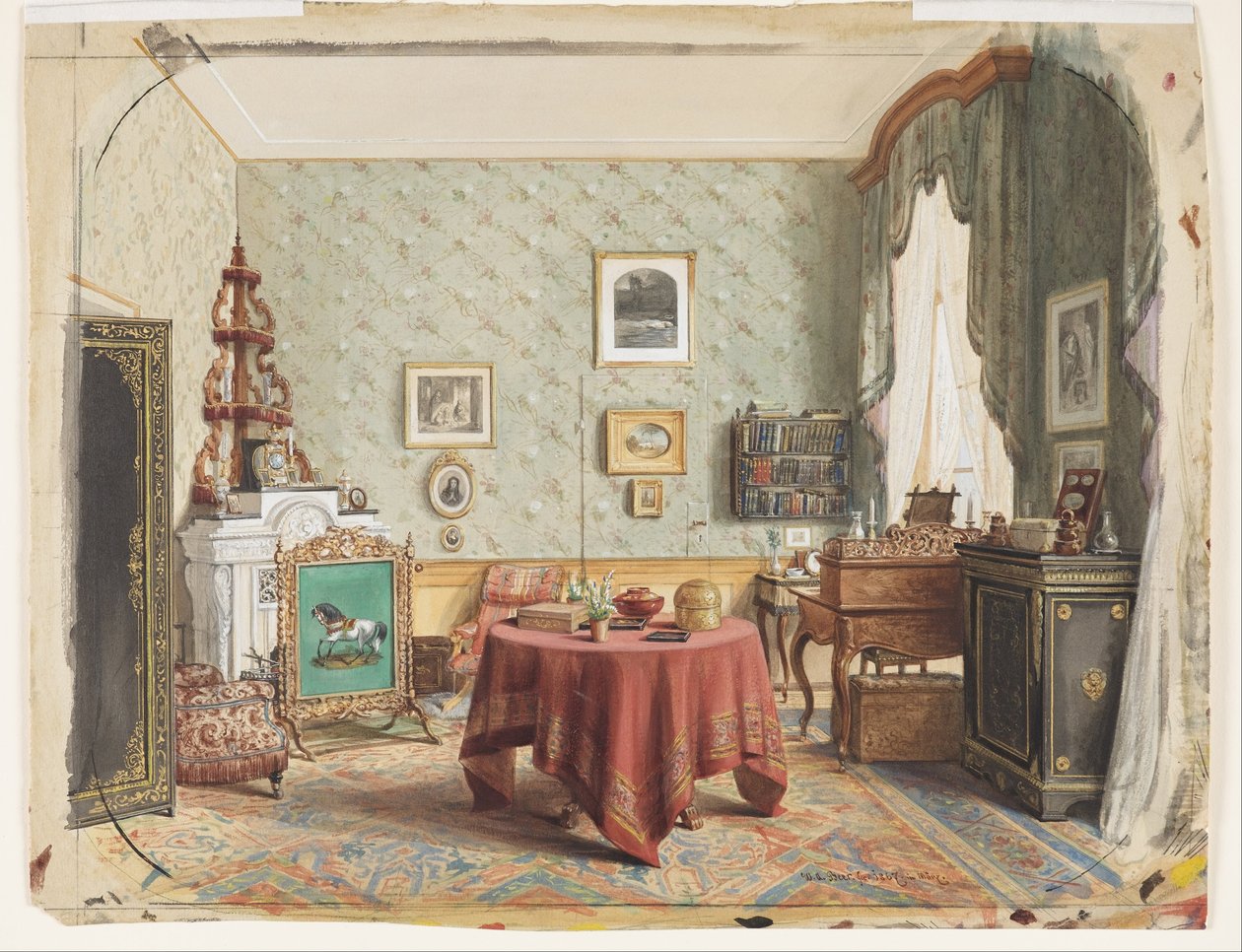 En stue med et skrivebord av Wilhelm Amandus Beer