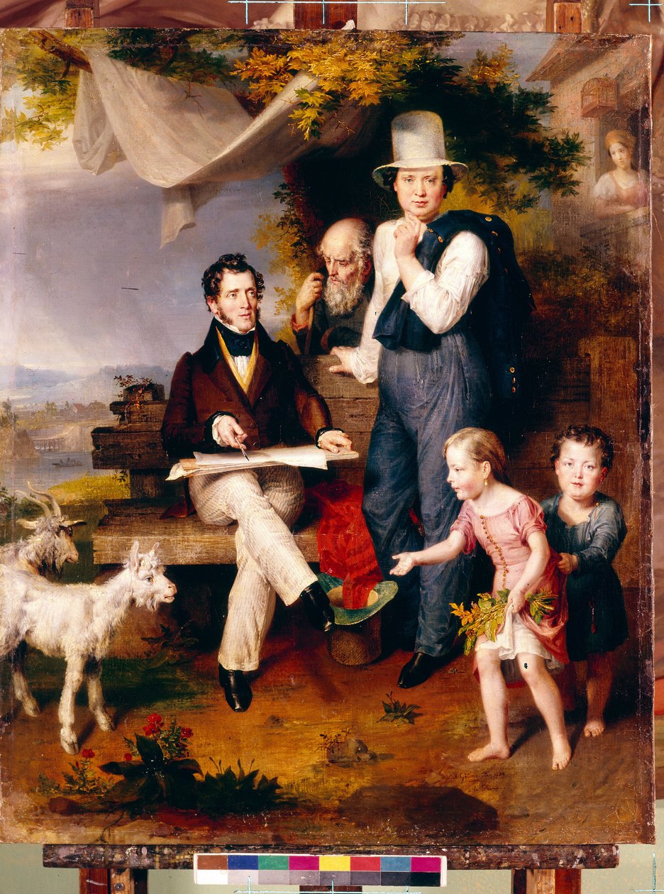 Selvportrett med portrettet av kunstneren George Dawe (1781-1829). (Selvportrett med portrettet av kunstneren G. Dawe). Maleri av Wilhelm August Golicke (1802-1848), olje på lerret av Wilhelm August Golicke