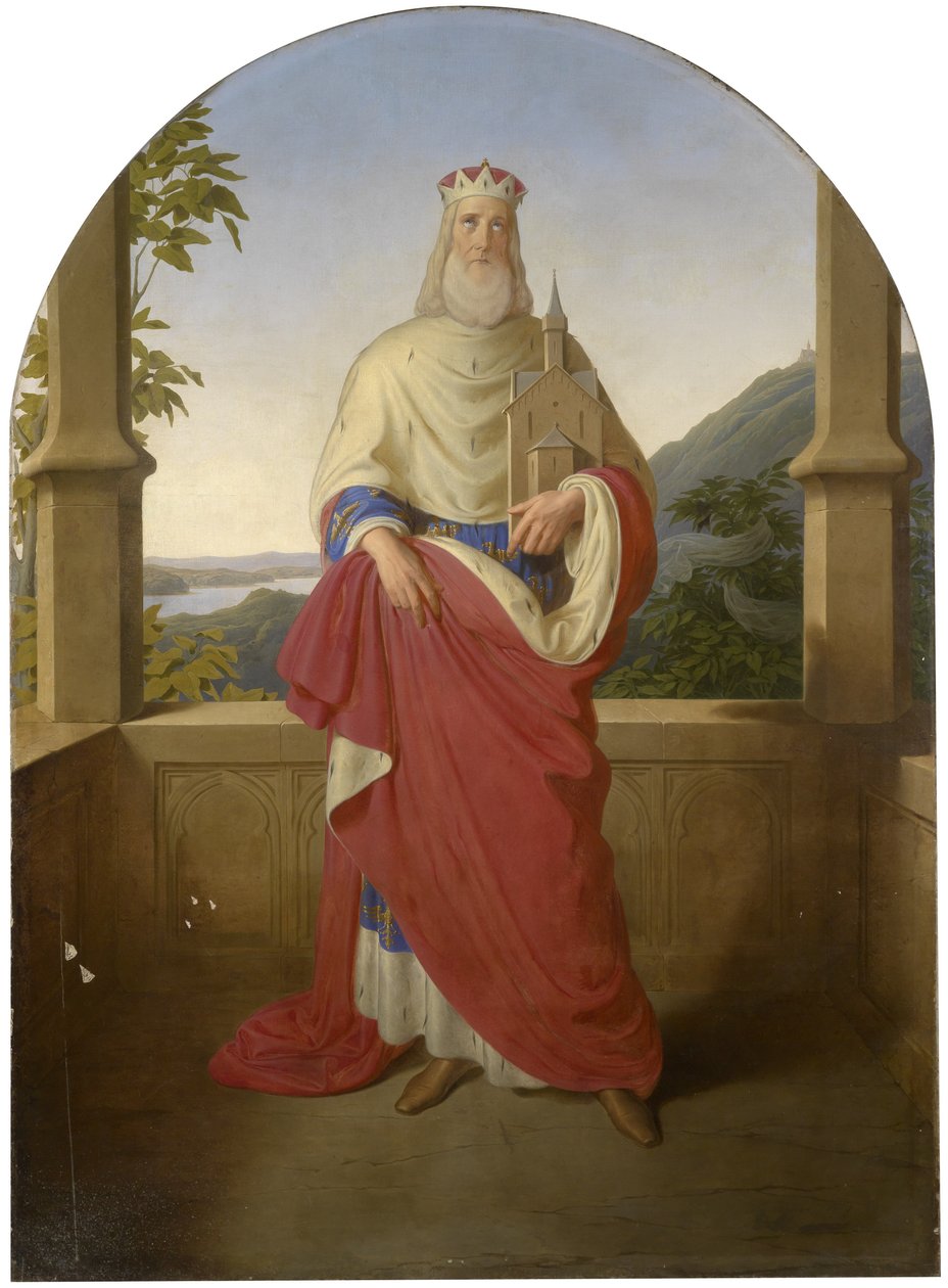 Saint Leopold foran utsikt over Donau og Leopoldsberg i bakgrunnen av Wilhelm August Rieder