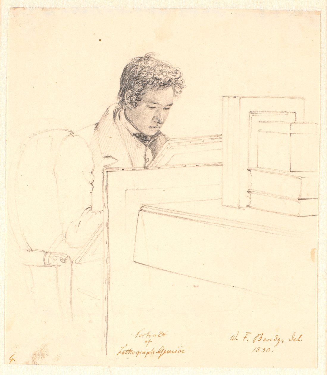 Portrett av litografen Peter Gemzøe av Wilhelm Bendz