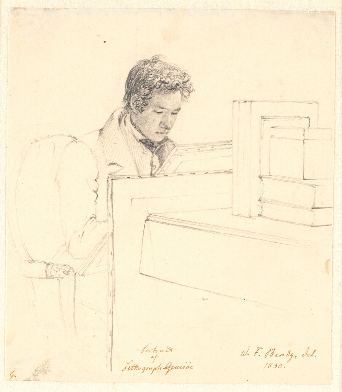 Portrett av litografen Peter Gemzøe av Wilhelm Bendz