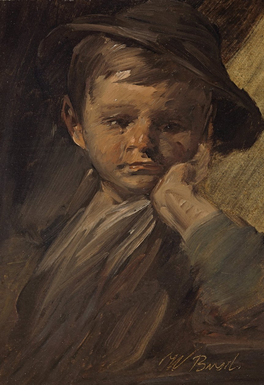 Portrett av en gutt med en stor hatt av Wilhelm Busch