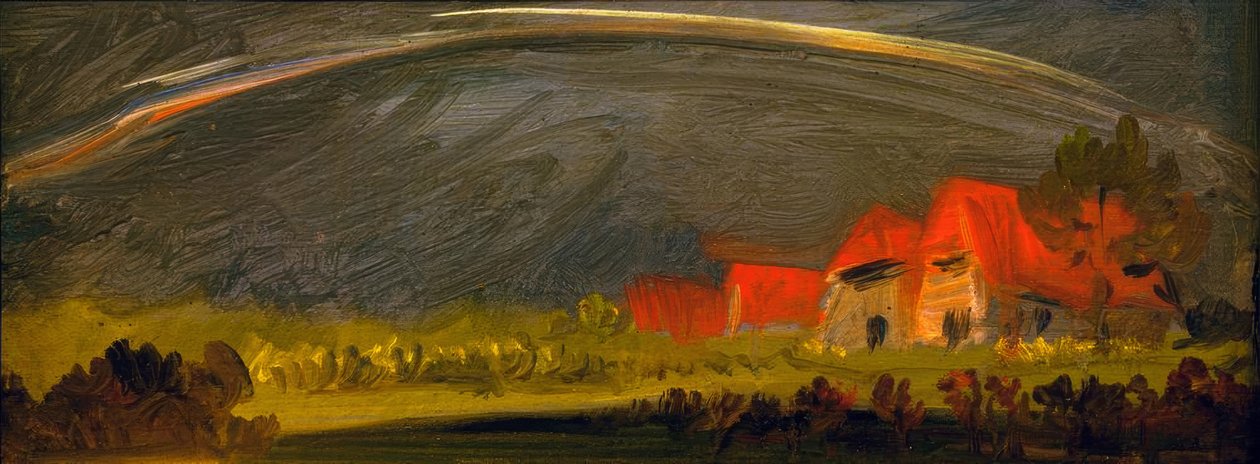 Tordenværslandskap med regnbue av Wilhelm Busch