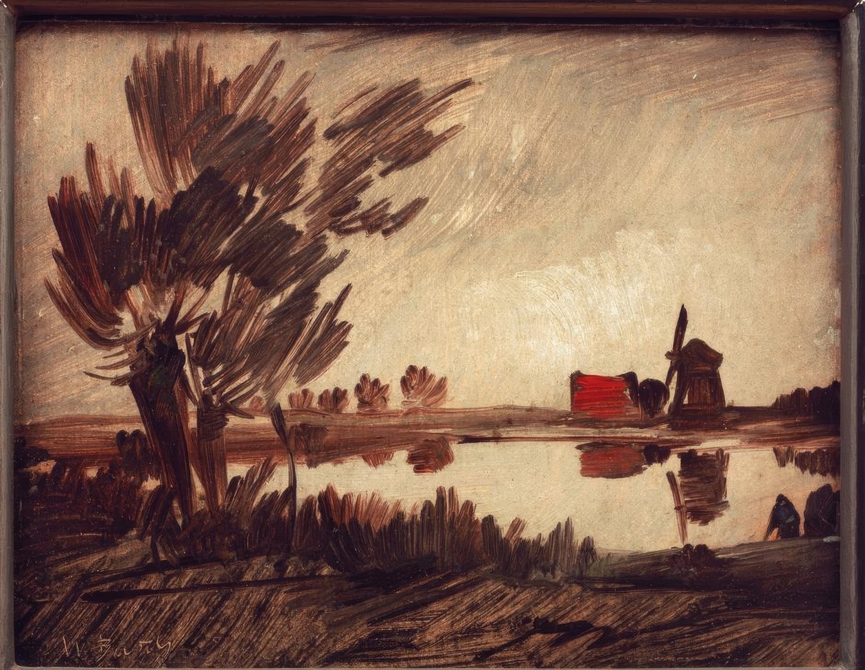 Mølle ved dammen av Wilhelm Busch