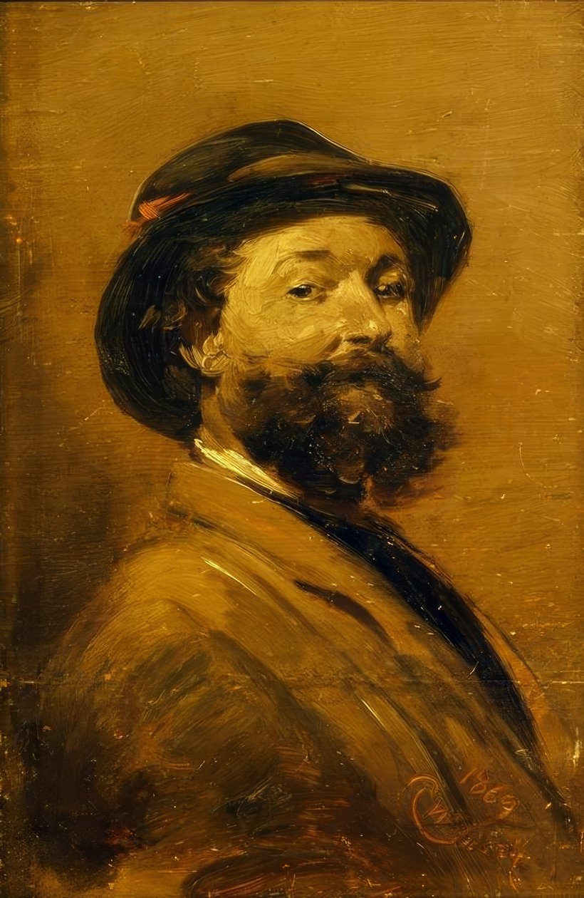 Selvportrett i gråbrunt av Wilhelm Busch