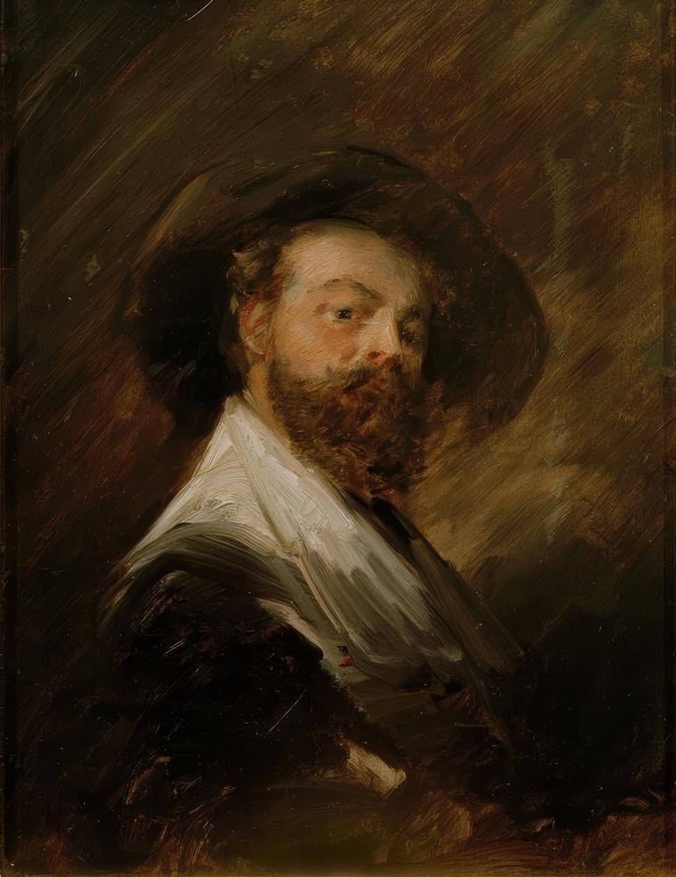 Selvportrett i nederlandsk drakt av Wilhelm Busch