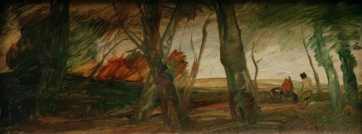 Senhøstlandskap med to figurer av Wilhelm Busch