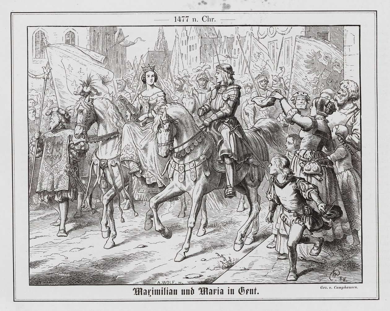 Erkehertug Maximilian av Østerrike og Maria av Burgund i Gent av Wilhelm Camphausen