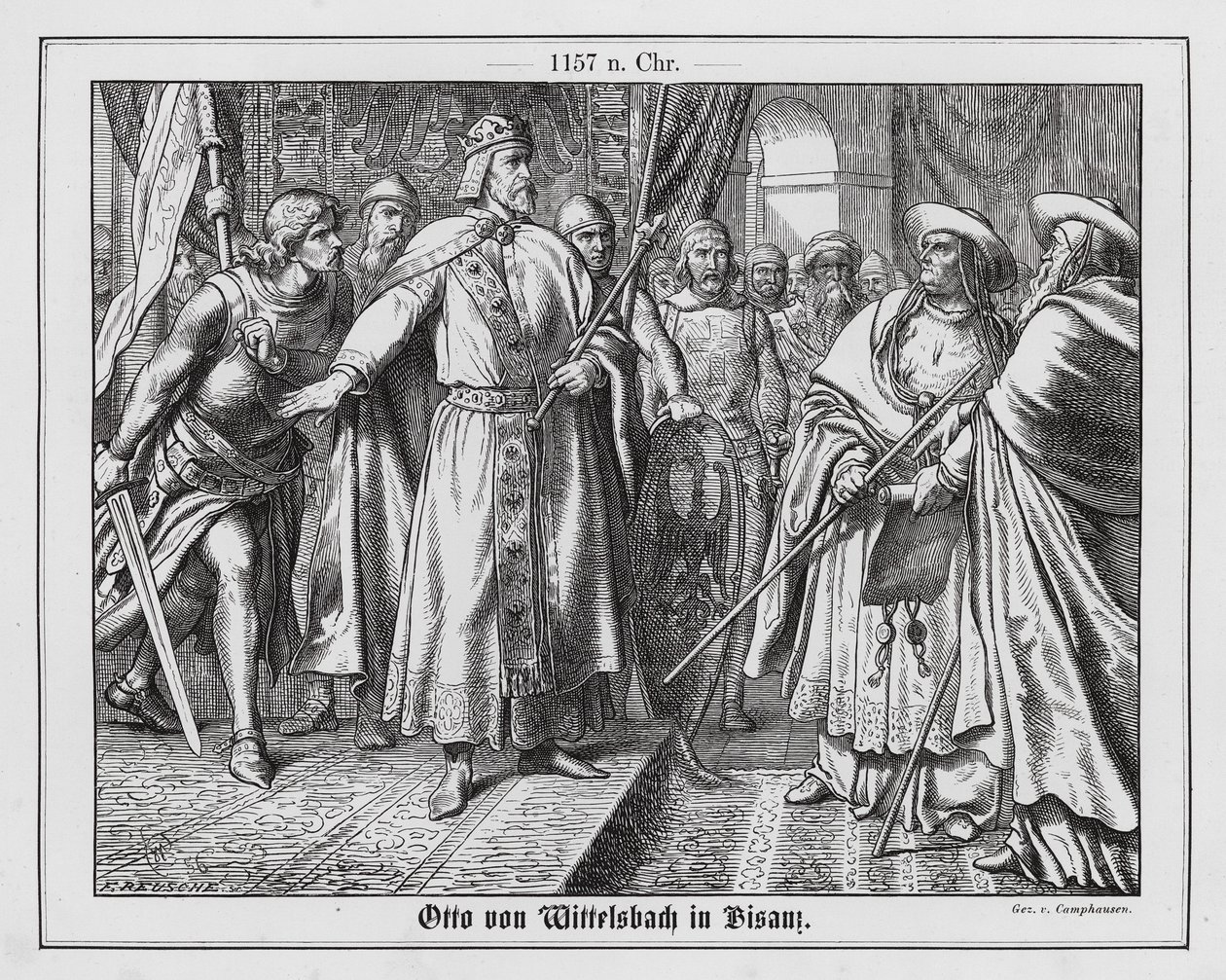 Den hellige romerske keiseren Fredrik I hindret Otto av Wittelsbach i å angripe den pavelige legaten Besançon av Wilhelm Camphausen