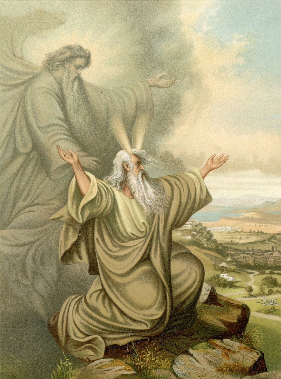 Herren viser Moses det lovede land (farge litho) av Wilhelm Ebbinghaus