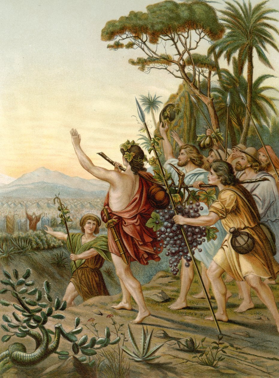 Speiderne i Kanaans land (farge litho) av Wilhelm Ebbinghaus
