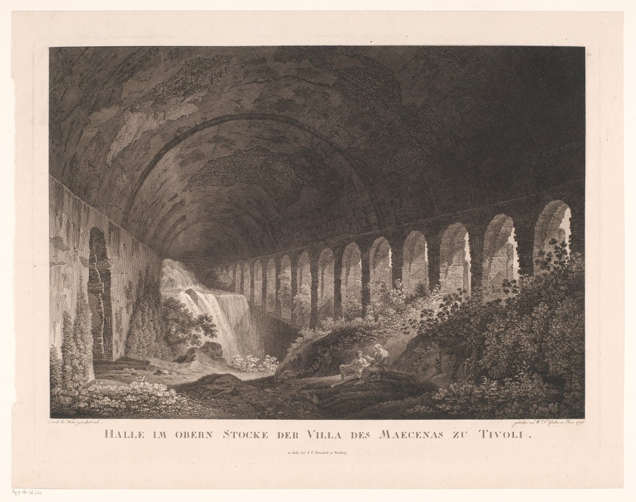 Ikke i stallen til Villa Maecenas i Tivoli Hall i øverste etasje i villaen til Maecenas i Tivoli (tittel på objekt) av Wilhelm Friedrich Gmelin