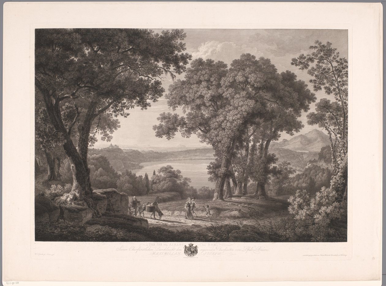 Utsikt over Albanosjøen nær Roma Der See von Albano dei Rom (tittel på objekt) av Wilhelm Friedrich Gmelin
