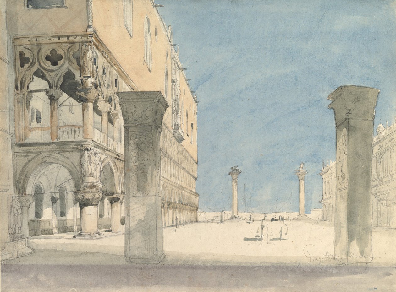 Utsikt over Piazzetta di San Marco i Venezia, 1800-tallet. av Wilhelm Gail