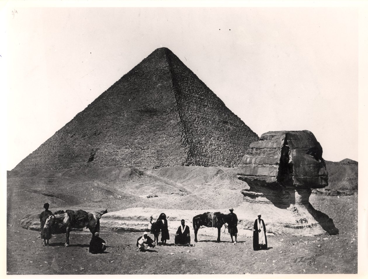 Sfinksen og den store pyramiden i Khufu ved Giza, ca. 1860 av Wilhelm Hammerschmidt