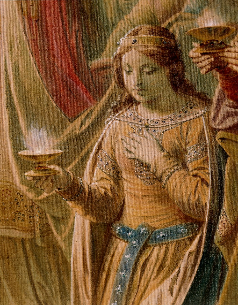 The Miracle of the Grail, fra Lohengrin Saga, Salon (olje på lerret) (detalj av 419256) av Wilhelm Hauschild