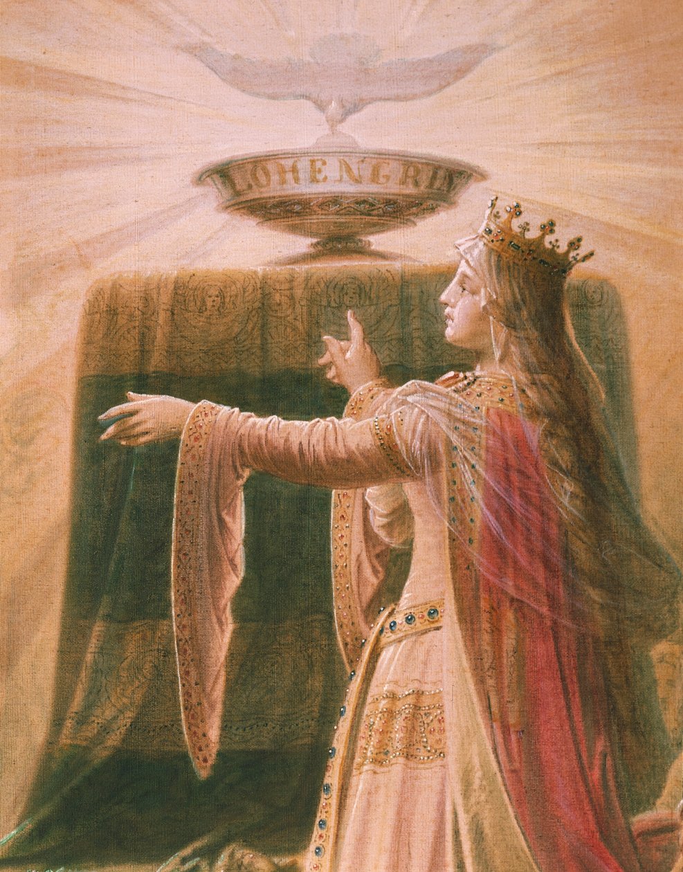 The Miracle of the Grail, fra Lohengrin Saga, Salon (olje på lerret) (detalj av 419256) av Wilhelm Hauschild