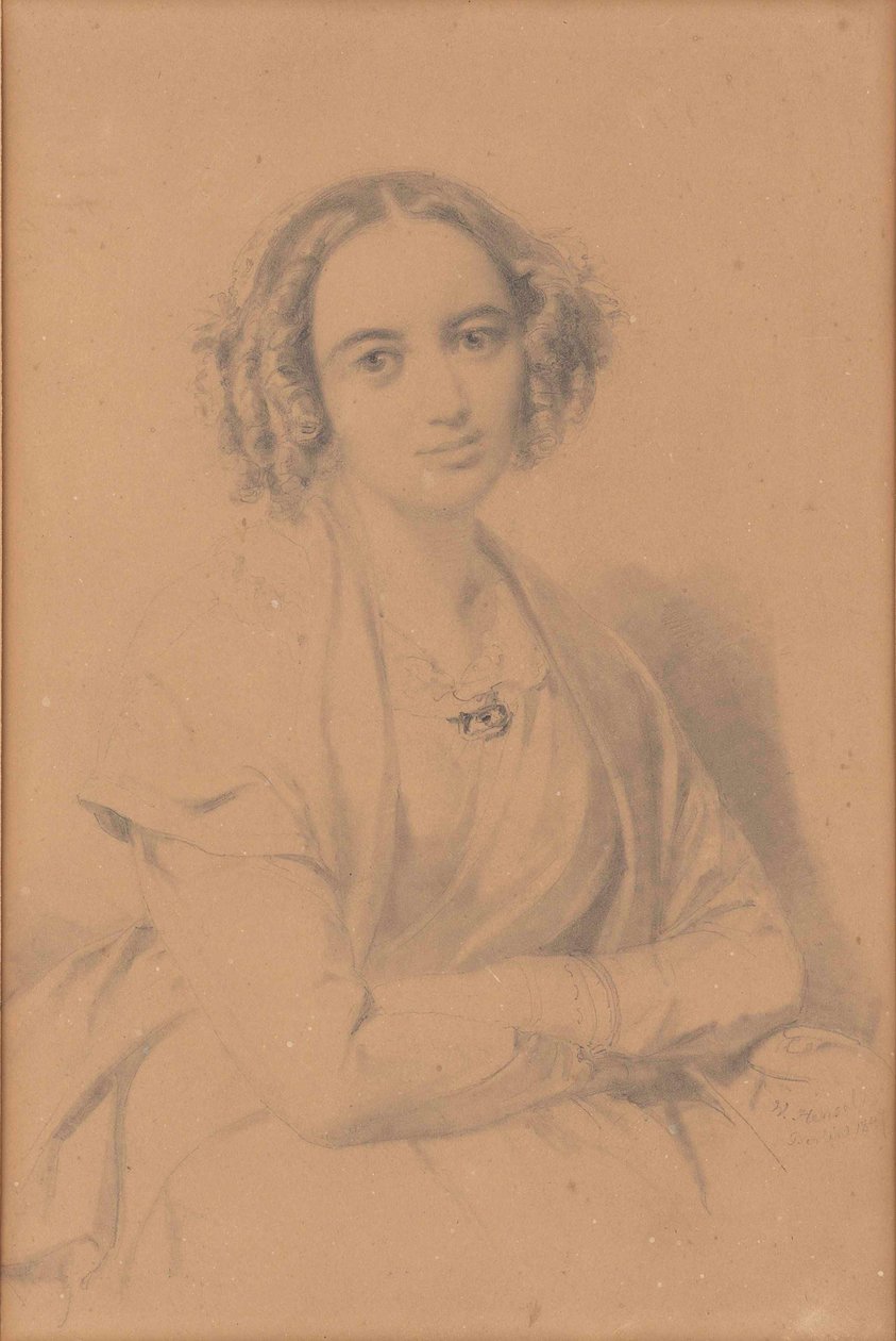 Portrett av komponisten Fanny Hensel née Mendelssohn 1805-1847, 1847. av Wilhelm Hensel