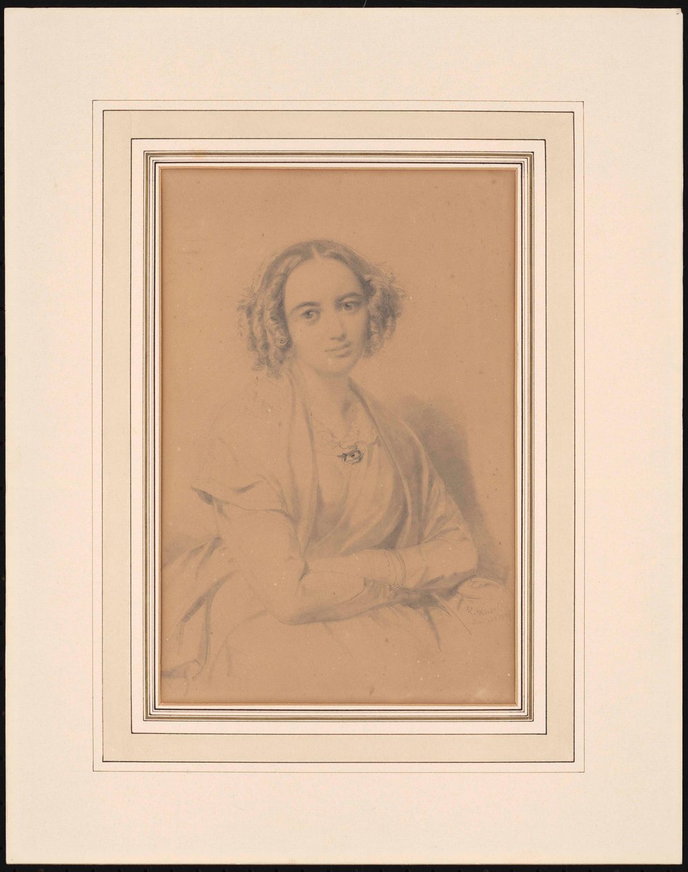Portrett av komponisten Fanny Hensel née Mendelssohn 1805-1847, 1847. av Wilhelm Hensel