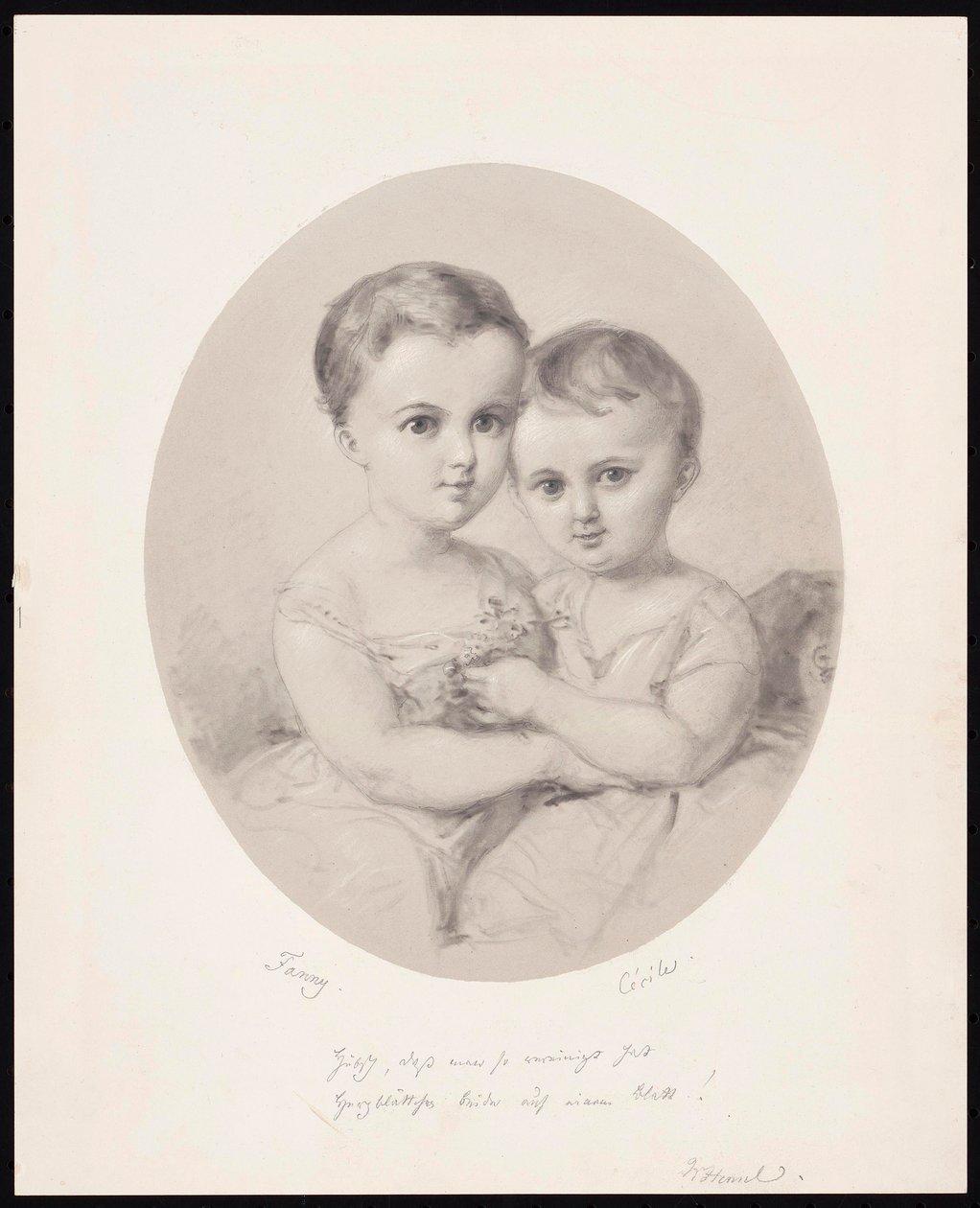 Barnebarna Fanny og Cécile Hensel, ca 1860. av Wilhelm Hensel