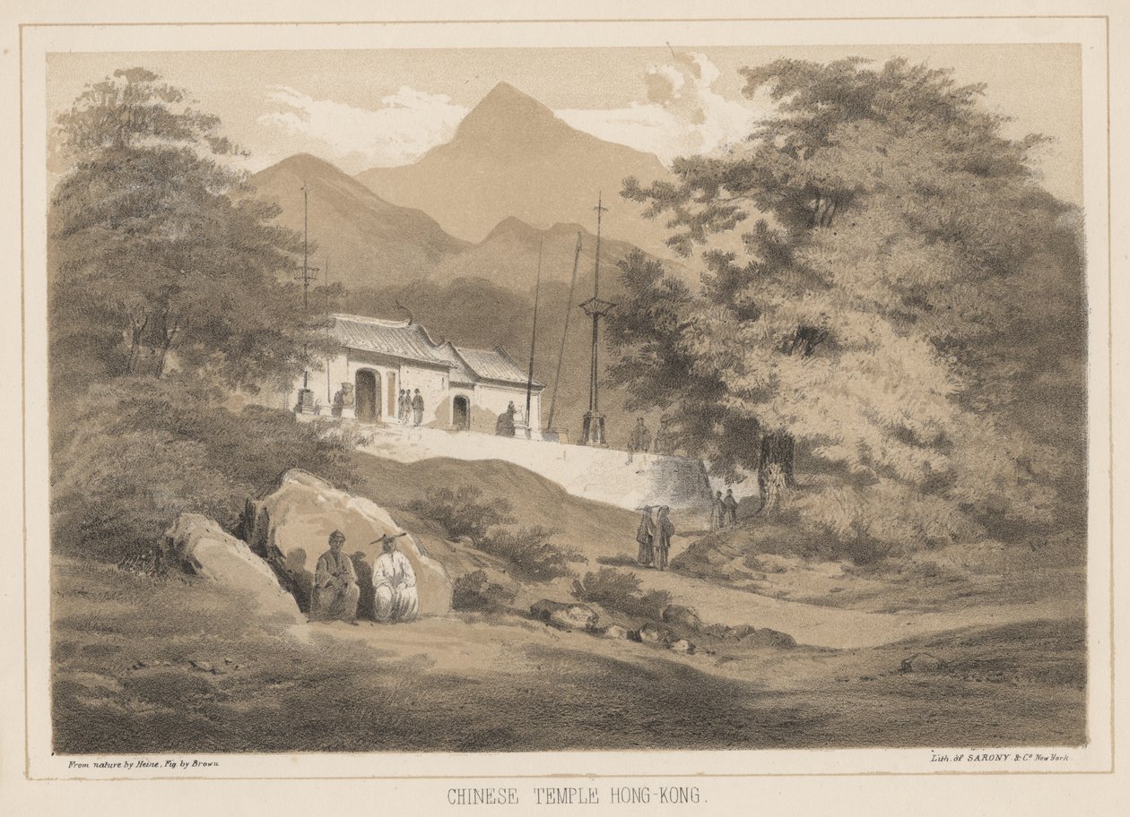 Kinesisk tempel, Hong Kong, 1855 av Wilhelm Joseph Heine