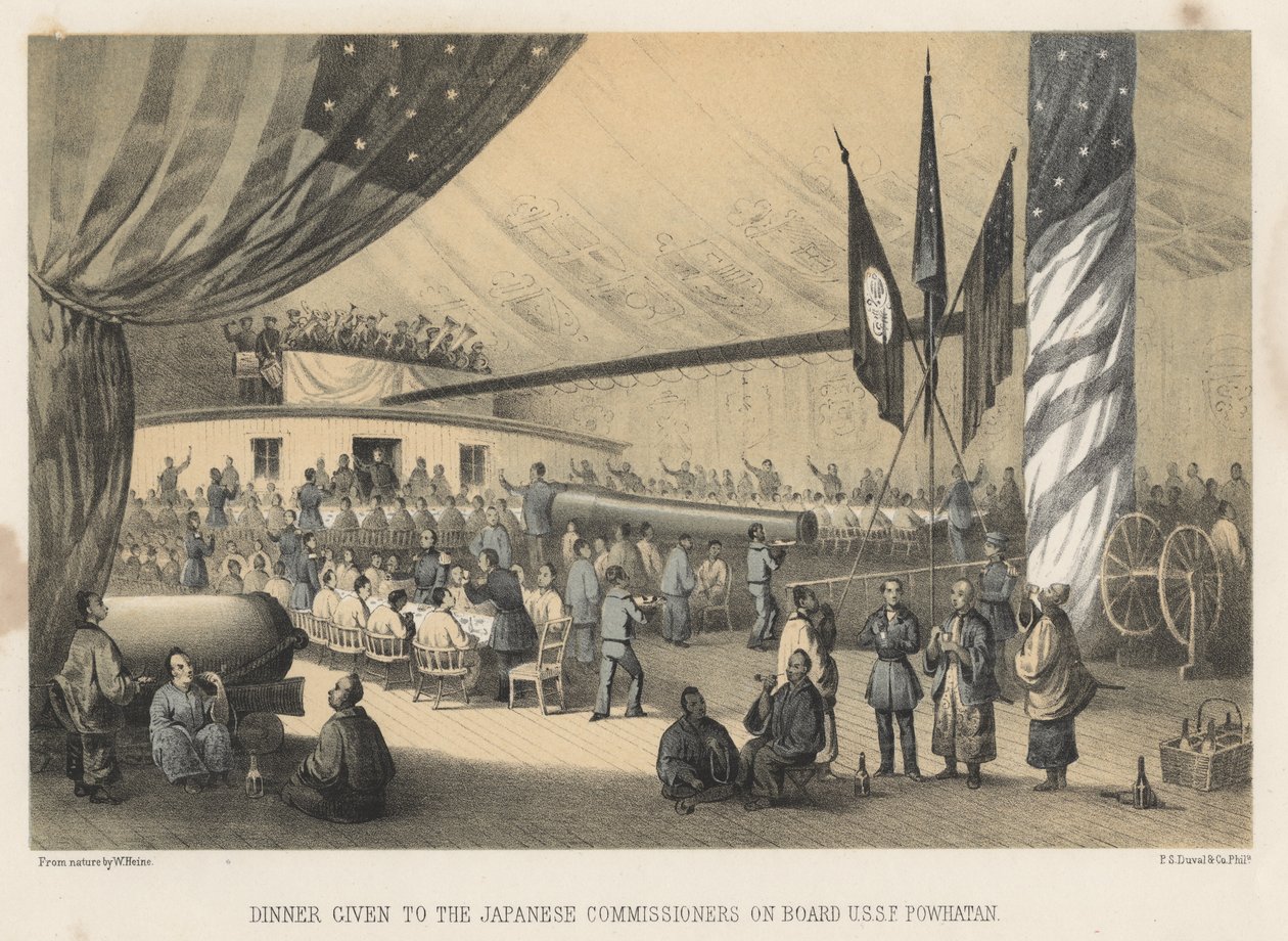 Middag gitt til de japanske kommissærene om bord i U.S.S.F. Powhatan, 1855 av Wilhelm Joseph Heine