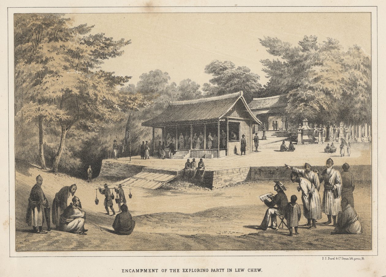 Encampment of the Exploring Party i Lew Chew, 1855 av Wilhelm Joseph Heine