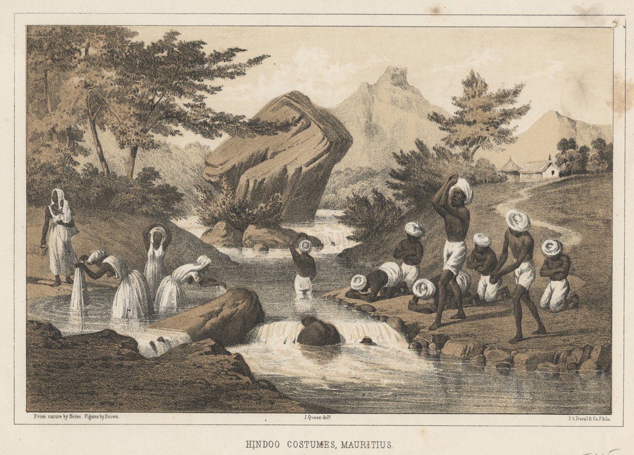 Hindoo-kostymer, Mauritius, 1855 av Wilhelm Joseph Heine